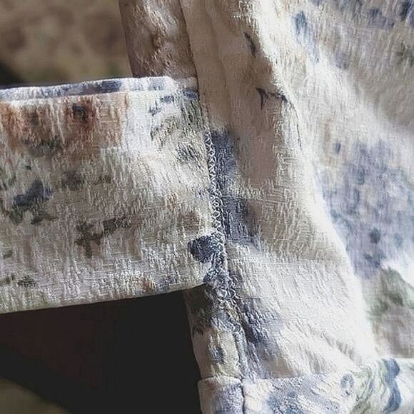 Vtg white floral print babydoll ribbon tie full skirt mini dress - Picture 13 of 16